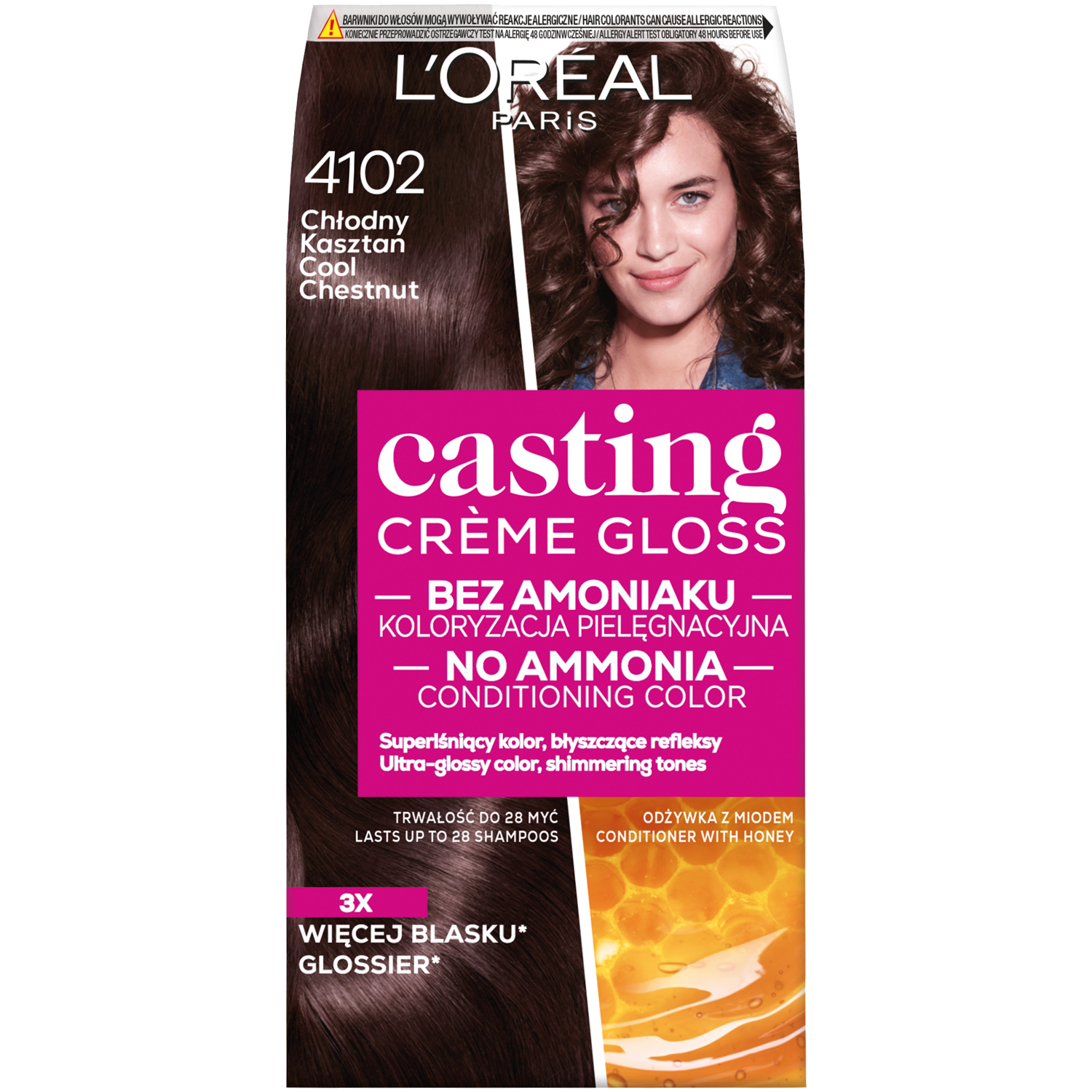 L'Oréal Paris Casting Crème Gloss farba do włosów 4102 chłodny kasztan, 1 opak.