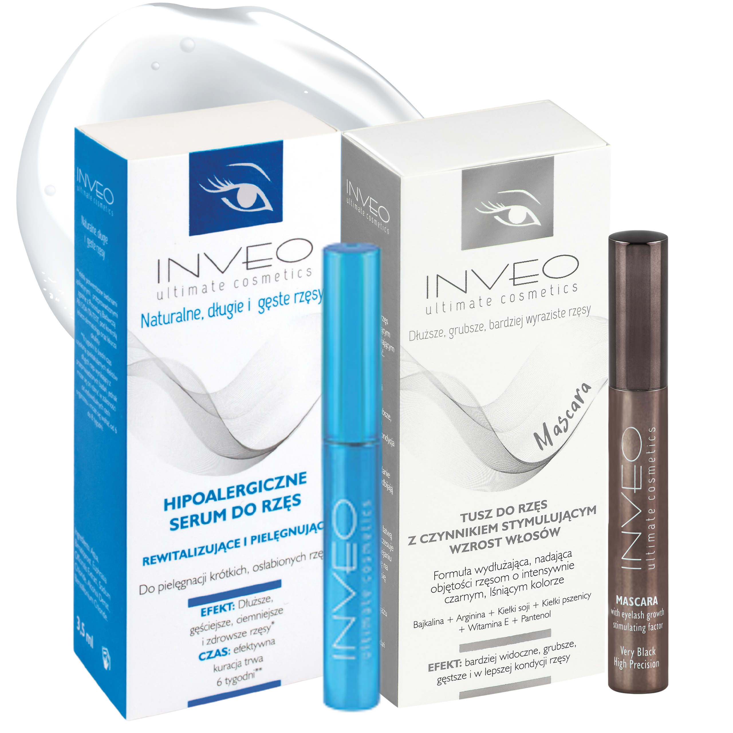 Inveo zestaw: odżywka do rzęs przyśpieszająca wzrost, 3,5 ml + stymulujący tusz do rzęs, 3,5 ml