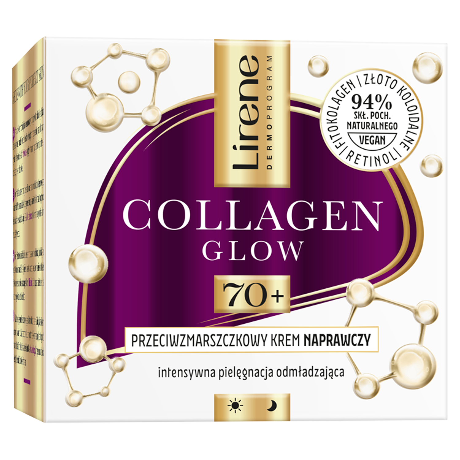 Lirene Collagen Glow przeciwzmarszczkowy krem naprawczy do twarzy 70+, 50 ml