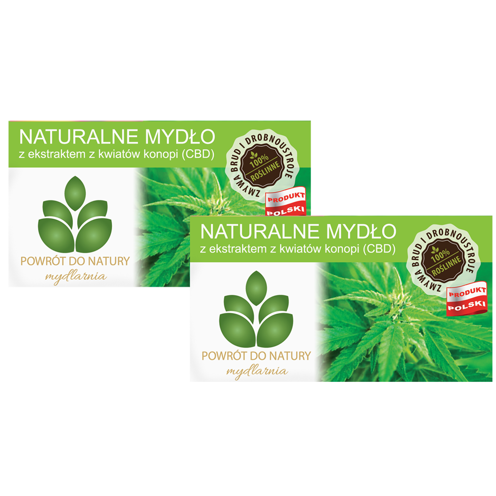 Powrót do natury 100 % roślinne naturalne mydło z ekstraktem z kwiatów konopi CBD i olejem z nasion konopii, 2 szt.