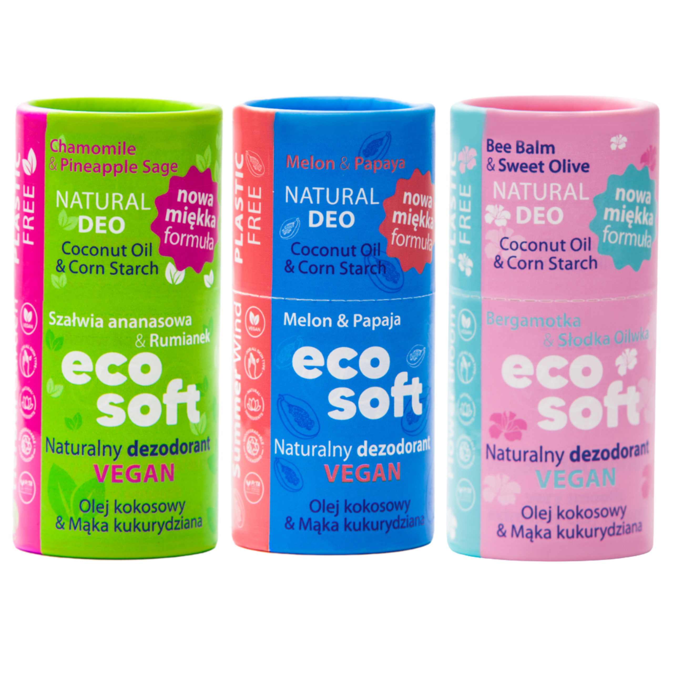 Eco Soft naturalny dezodorant damski bez aluminiume 3 zapachy, 3x50 g