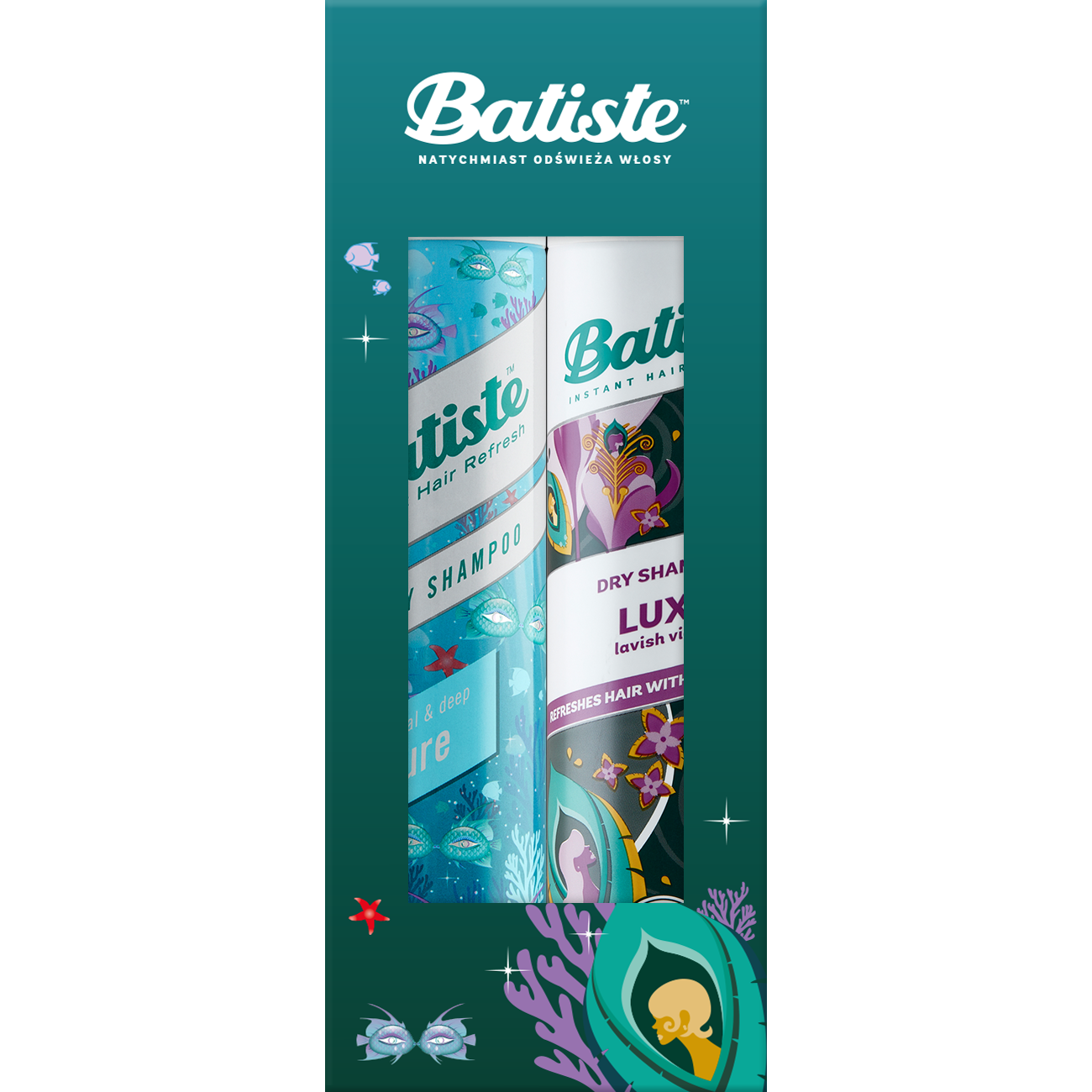Batiste zestaw: suchy szampon Batiste Azure, 200 ml + suchy szampon Batiste Luxe, 200 ml
