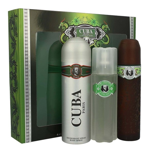 Cuba Original Green zestaw: woda toaletowa męska, 100 ml + woda po goleniu, 100 ml + dezodorant męski, 200 ml
