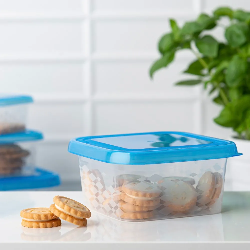Pojemnik na żywność z pokrywą BranQ Blue Box kwadratowy 0,8 l niebieski