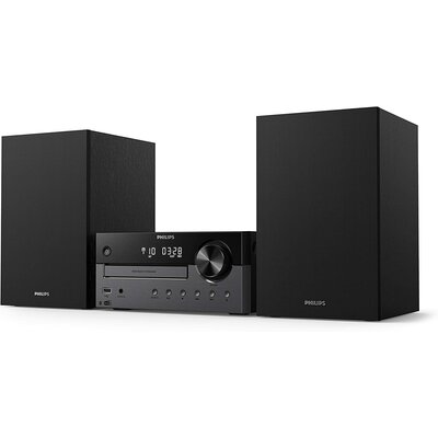 Wieża PHILIPS TAM4505/12 Czarna, Odtw.CD/-R/-RW/MP3, BT, Wbudowany korektor dźwięku, Tuner FM/DAB/DAB+, Wejście USB