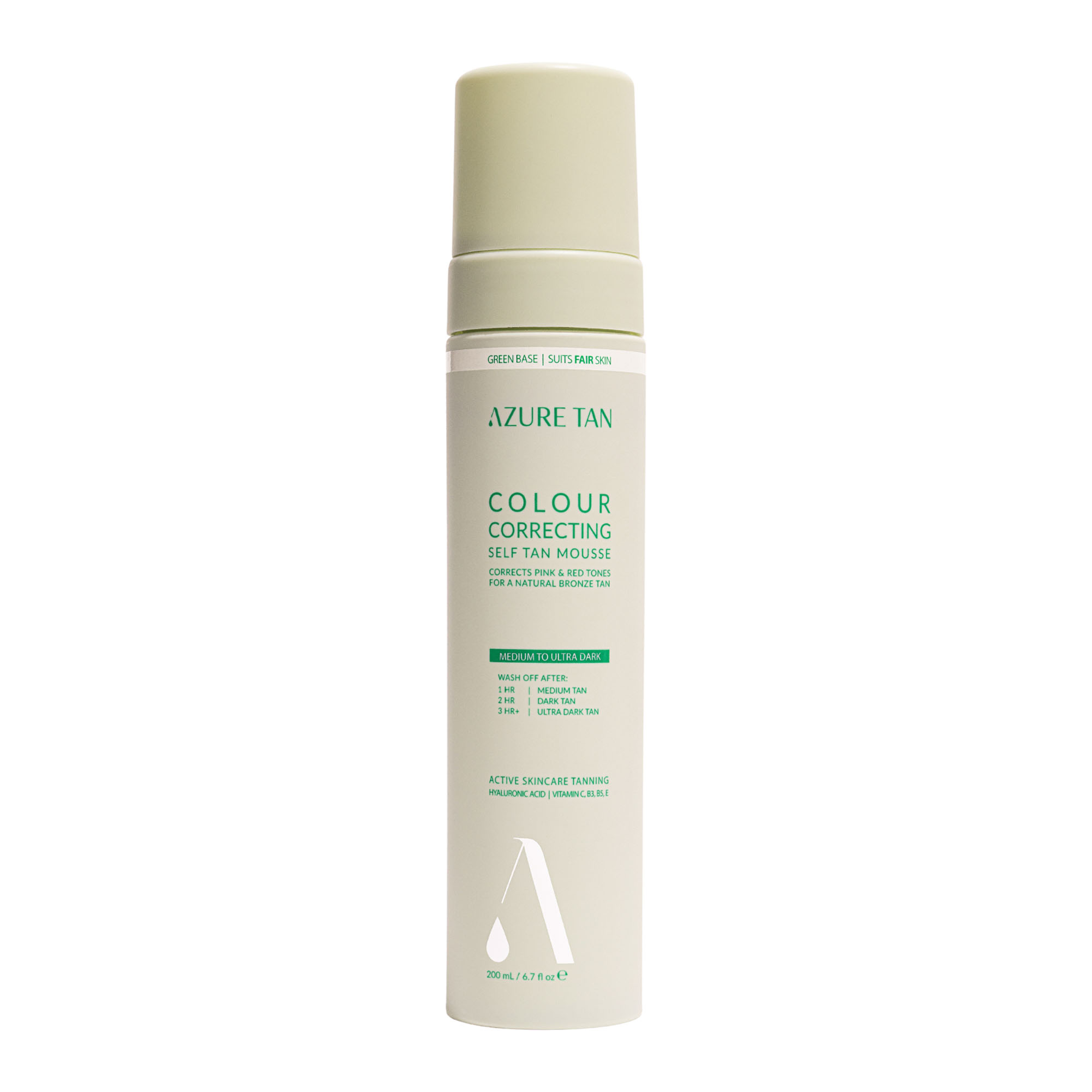 Azure Tan Green Base pianka samoopalająca do ciała zielona baza od medium do ultra, 200 ml