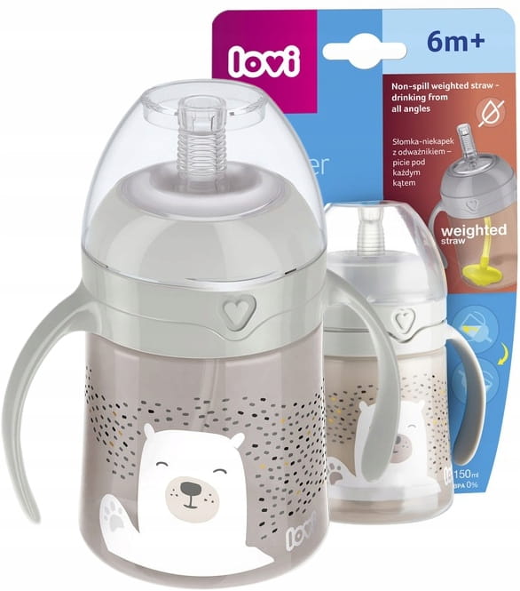 LOVI pierwszy kubek ze słomką z odważnikiem 150ml