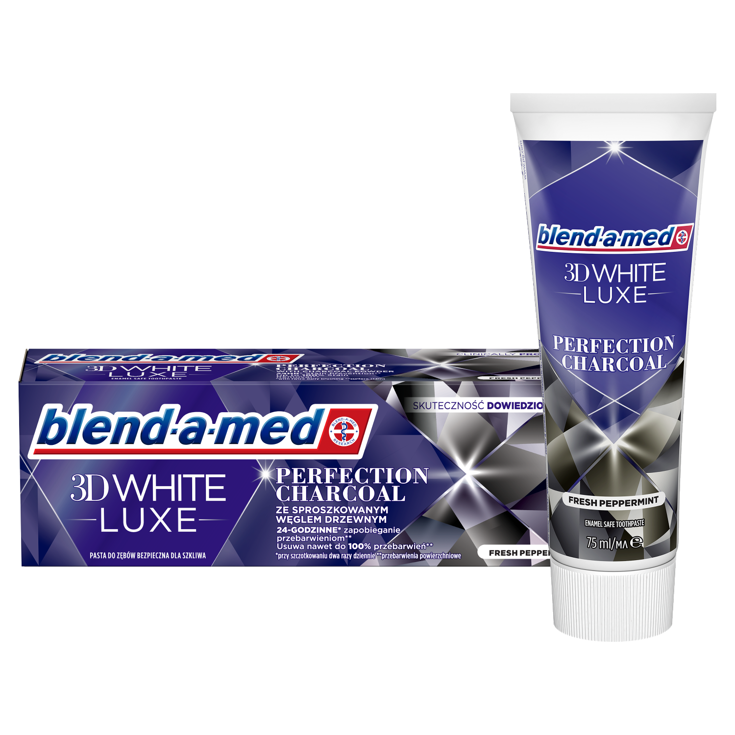 Blend-A-Med 3D White Luxe Perfection Charcoal pasta do mycia zębów z węglem drzewnym, 75 ml