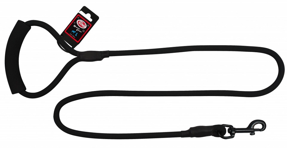 PET NOVA Smycz nylonowa z uchwytem sznur 120 cm / 1 cm czarna
