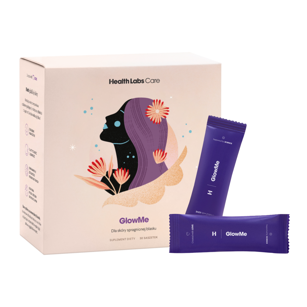 Health Labs Care GlowMe suplement diety dla skóry spragnionej blasku, 30 sasz./1 opak.