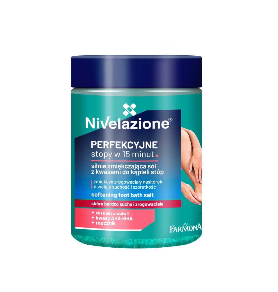 Nivelazione Kwasy Aha + Bha silnie zmiękczająca sól z kwasami do kąpieli stóp, 350 g