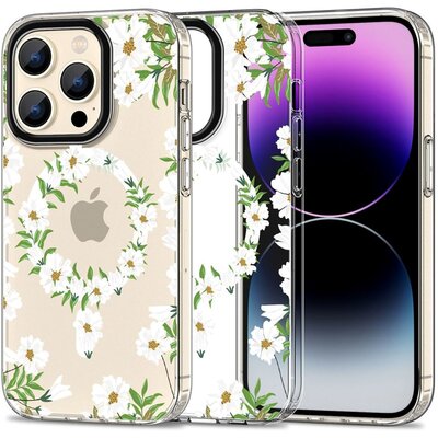 Etui TECH-PROTECT MagMood MagSafe do iPhone 15 Pro Max White Daisy