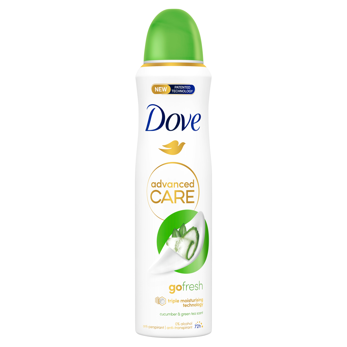 Dove Advanced Care Go Care Antyperspirant w aerozolu o zapachu ogórka i zielonej herbaty, 150 ml