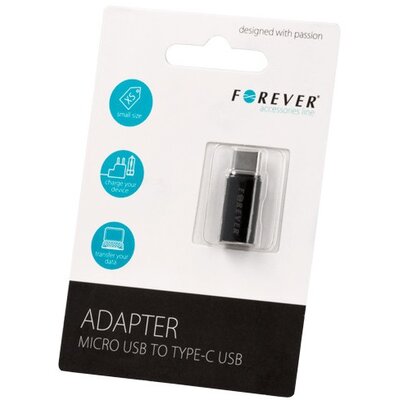 Adapter microUSB - USB-C FOREVER T 0014093 Czarny