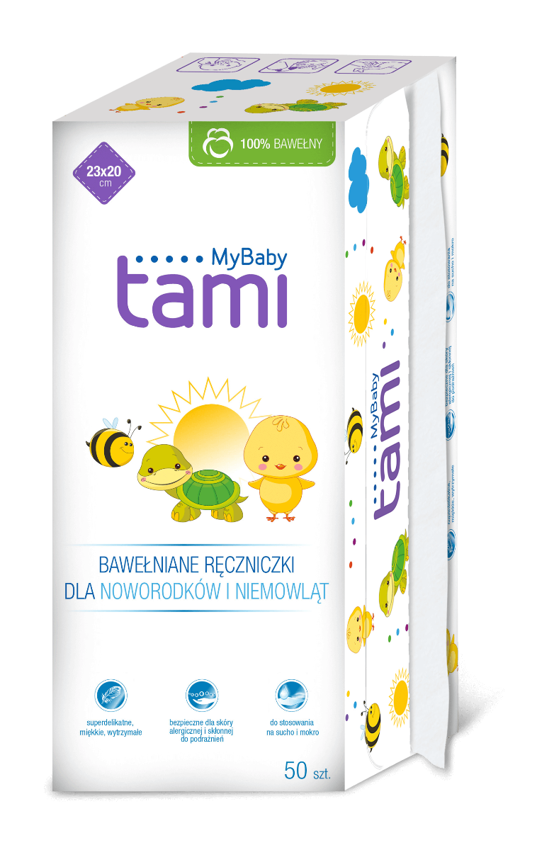 Tami MyBaby, bawełniane ręczniki dla noworodków i niemowląt, 50 sztuk