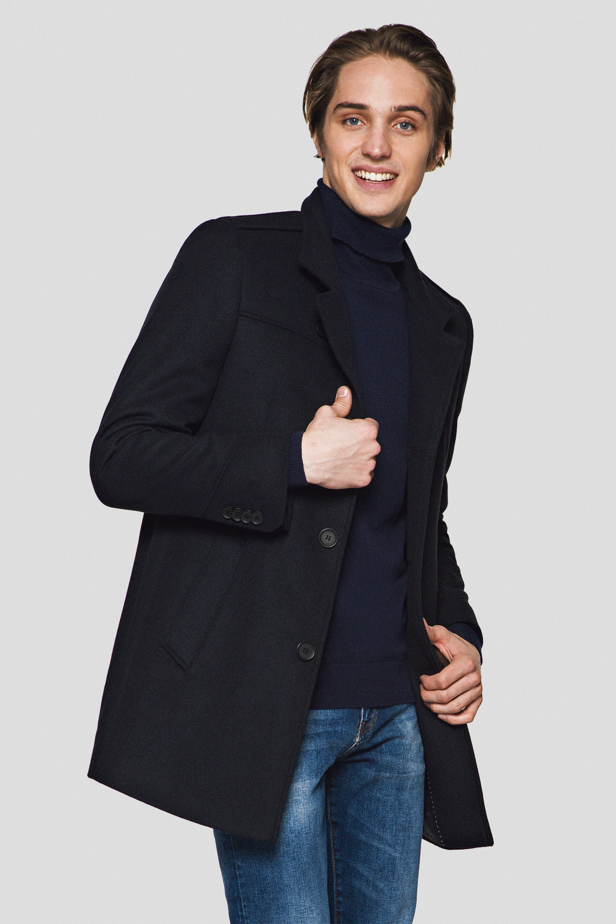 Lancerto Płaszcz Granatowy z Wełną Atlantis 2