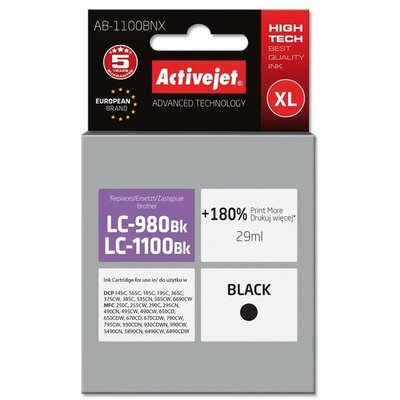 Tusz ACTIVEJET do Brother LC-1100BK / LC-980BK Czarny 29 ml AB-1100BNX