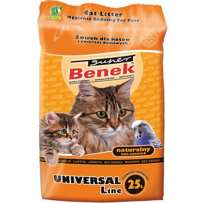 Żwirek dla kota SUPER BENEK Uniwersalny Naturalny 25 L
