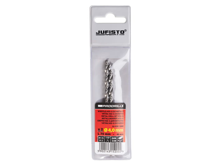 Wiertło do metalu HSS-G 4,0 x 75 mm (2 szt.) JUFISTO