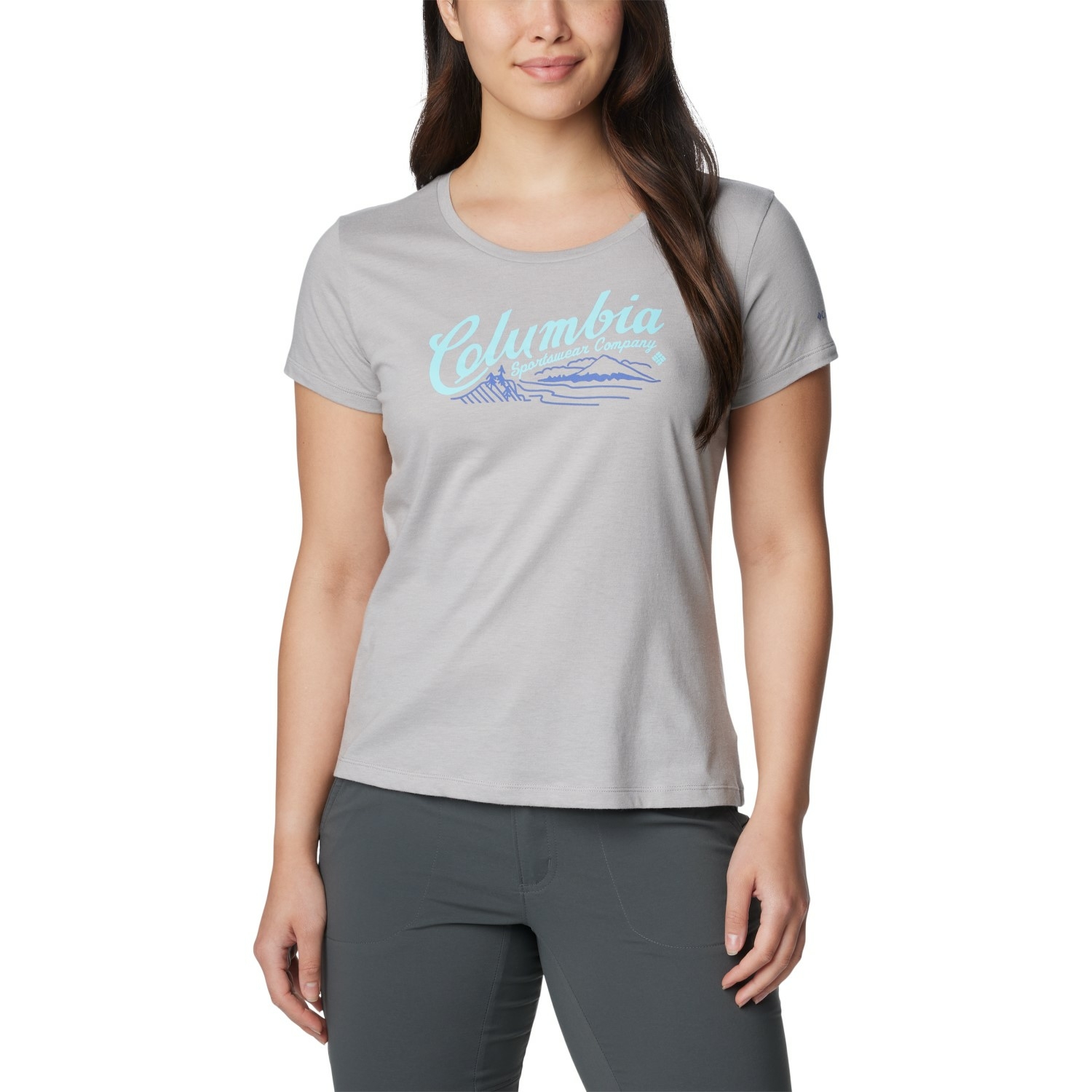 Damska koszulka Columbia Daisy Days SS Graphic Tee columbia grey heather/simply scripted - L