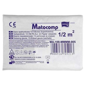 Matocomp gaza opatrunkowa, niejałowa, 17 nitkowa, 1/2m2, 1 sztuka