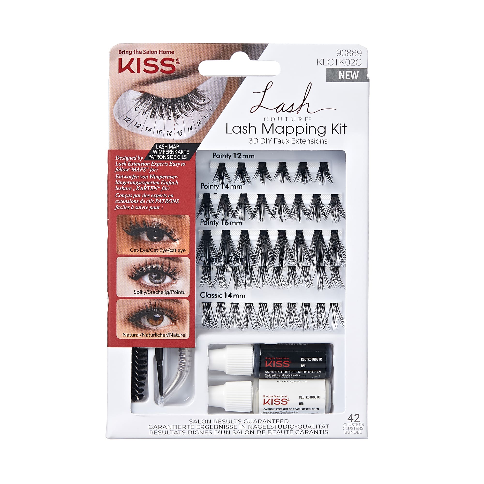 Kiss Lash Couture Mapping Kit 3D DIY Faux Extensions sztuczne rzęsy kępki, 1 opak.