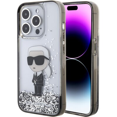 Etui KARL LAGERFELD Liquid Glitter Ikonik do Apple iPhone 15 Pro Max Przezroczysty