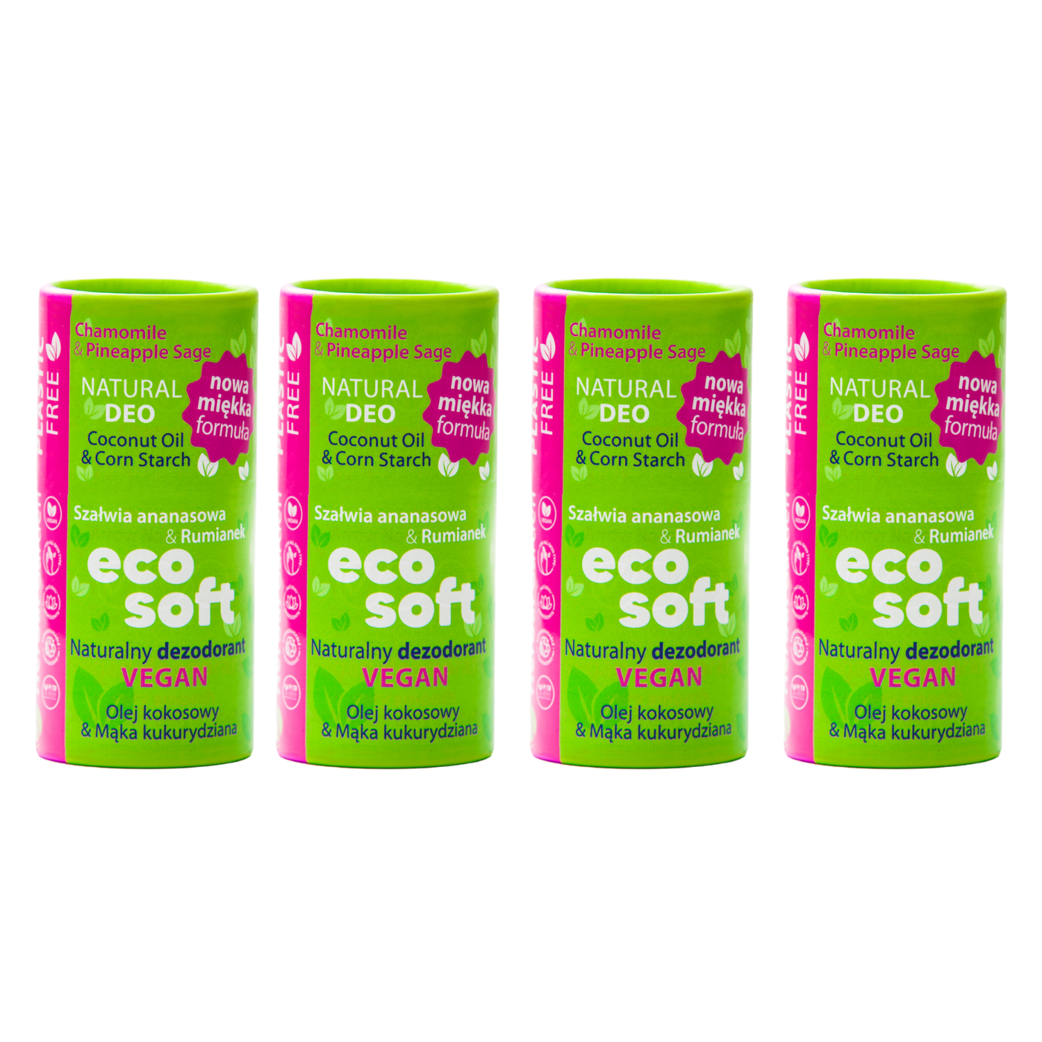 Eco Soft zestaw: naturalny dezodorant w sztyfcie bez aluminium - Herbal Garden, 4x50 g