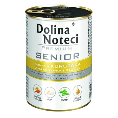Karma dla psa DOLINA NOTECI Premium Senior bogata w kurczaka z marchewką i bazylią 400 g