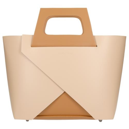 Wojas Beżowy Sztywny Kuferek Damski Z Brązowymi Elementami