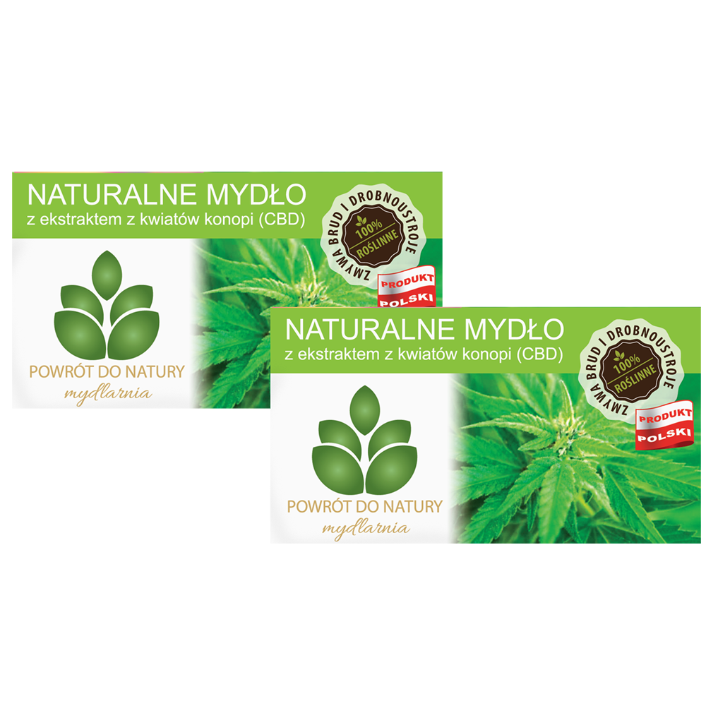 Powrót do natury 100 % roślinne naturalne mydło z ekstraktem z kwiatów konopi CBD i olejem z nasion konopii, 2 szt.