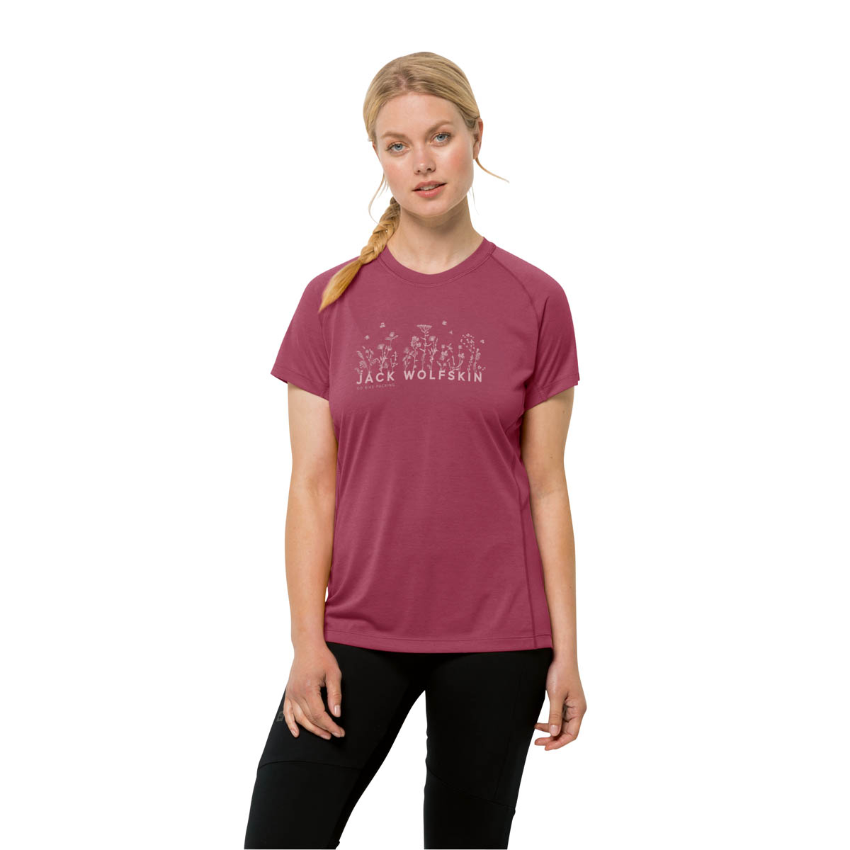 T-shirt rowerowy damski Jack Wolfskin MOROBBIA VENT T W sangria red - L