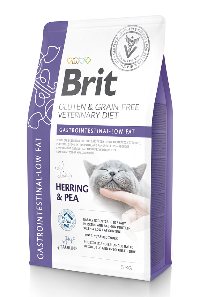 BRIT Veterinary Diets Cat Gastrointestinal Low Fat 5 kg na zaburzenia ze strony układu pokarmowego kota