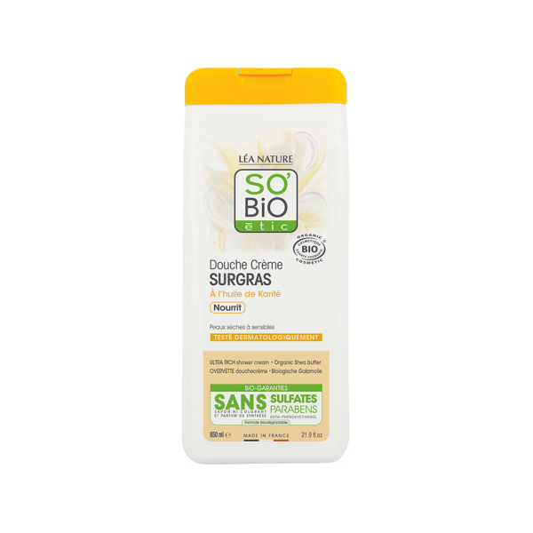SO'BiO etic krem pod prysznic Olej Shea bez sulfate, 650 ml