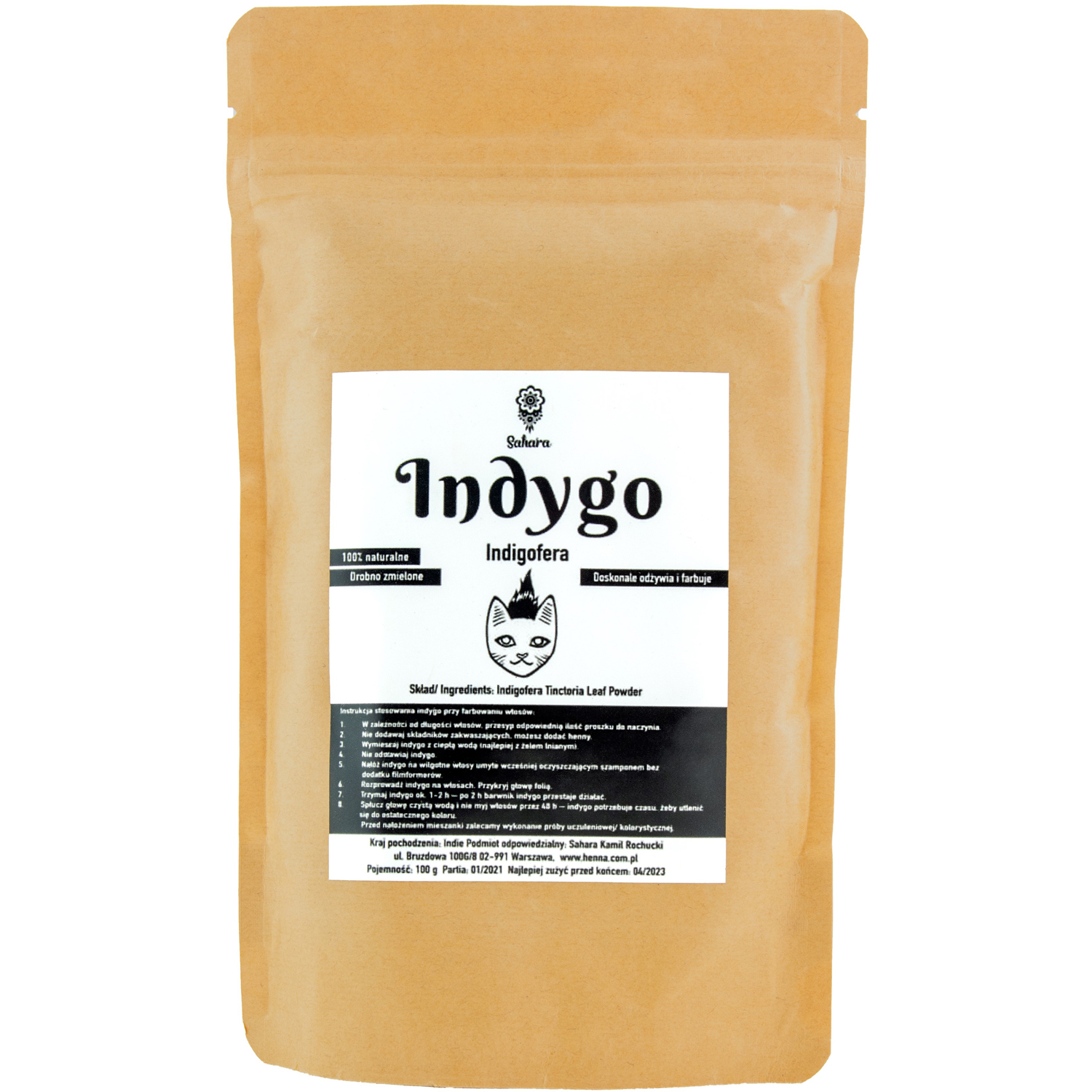 Sahara Indygo Indigofera tinctoria ziołowa farba do włosów, 100 g