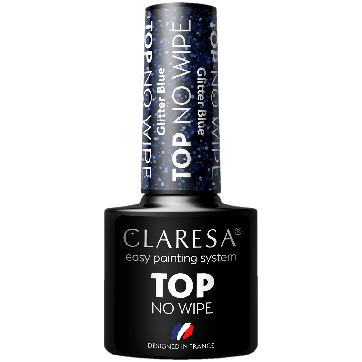 Claresa Top No Wipe hybrydowy top na lakier do paznokci blue, 5 g
