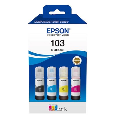 Zestaw tuszów EPSON EcoTank 103 Czarny 65 ml, Błękitny 65 ml, Purpurowy 65 ml, Żółty 65 ml C13T00S64A