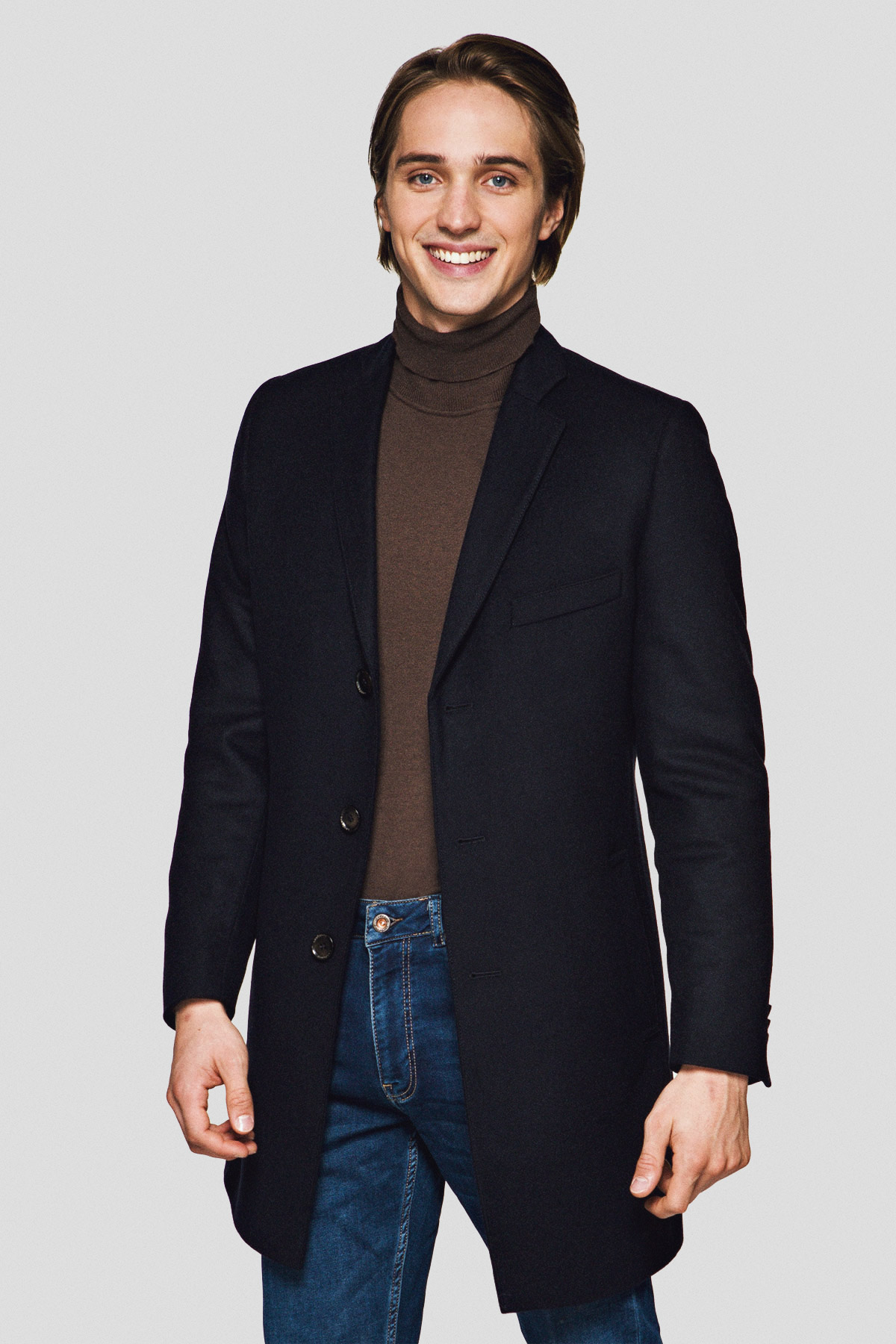 Lancerto Płaszcz Granatowy z Wełną Silverdale