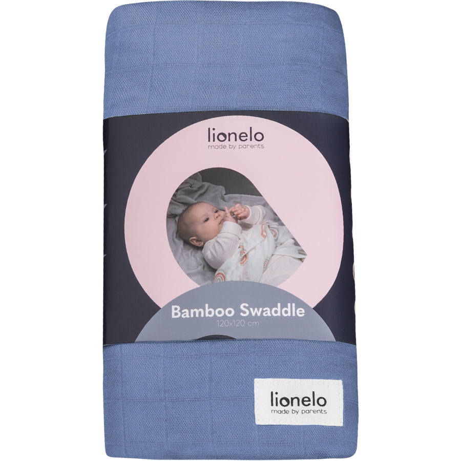 Lionelo Bamboo Swaddle bambusowy otulacz dla dziecka 120x120 Blue Denim, 1 szt.