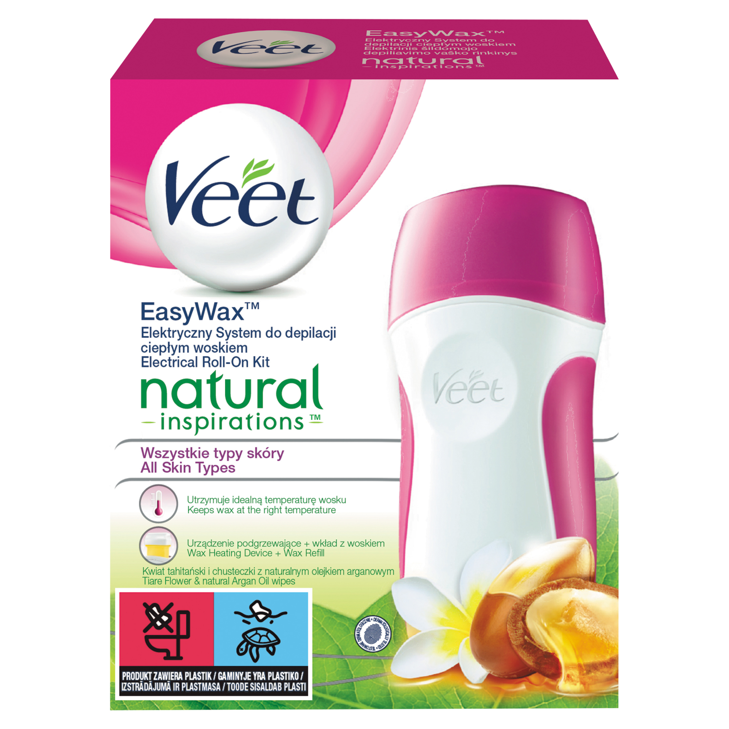 Veet Easy Wax elektryczny system do depilacji ciepłym woskiem, 1 szt. + wkład, 50 ml