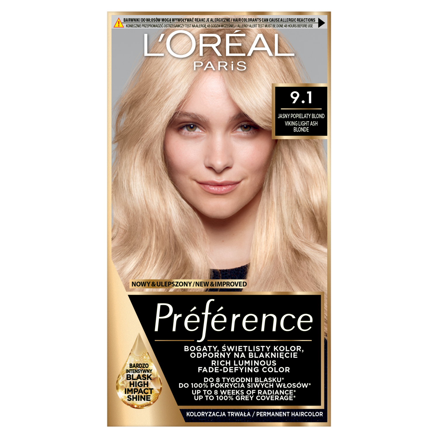 L'Oréal Paris Récital Préférence farba do włosów 9.1 bardzo jasny popielaty blond, 1 opak.