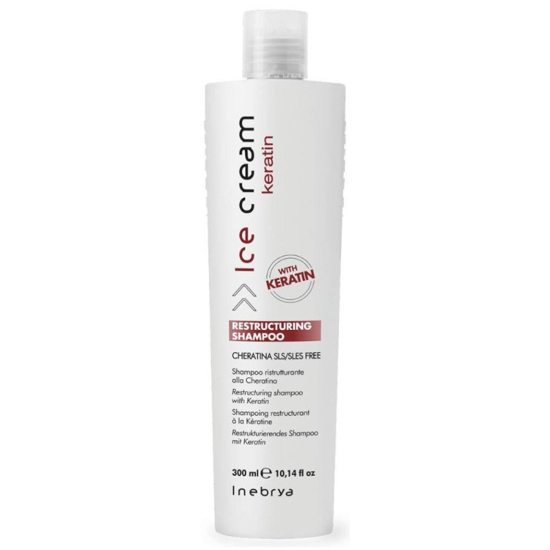Inebrya Keratin szampon restrukturyzujący z keratyną do włosów zniszczonych, 300 ml
