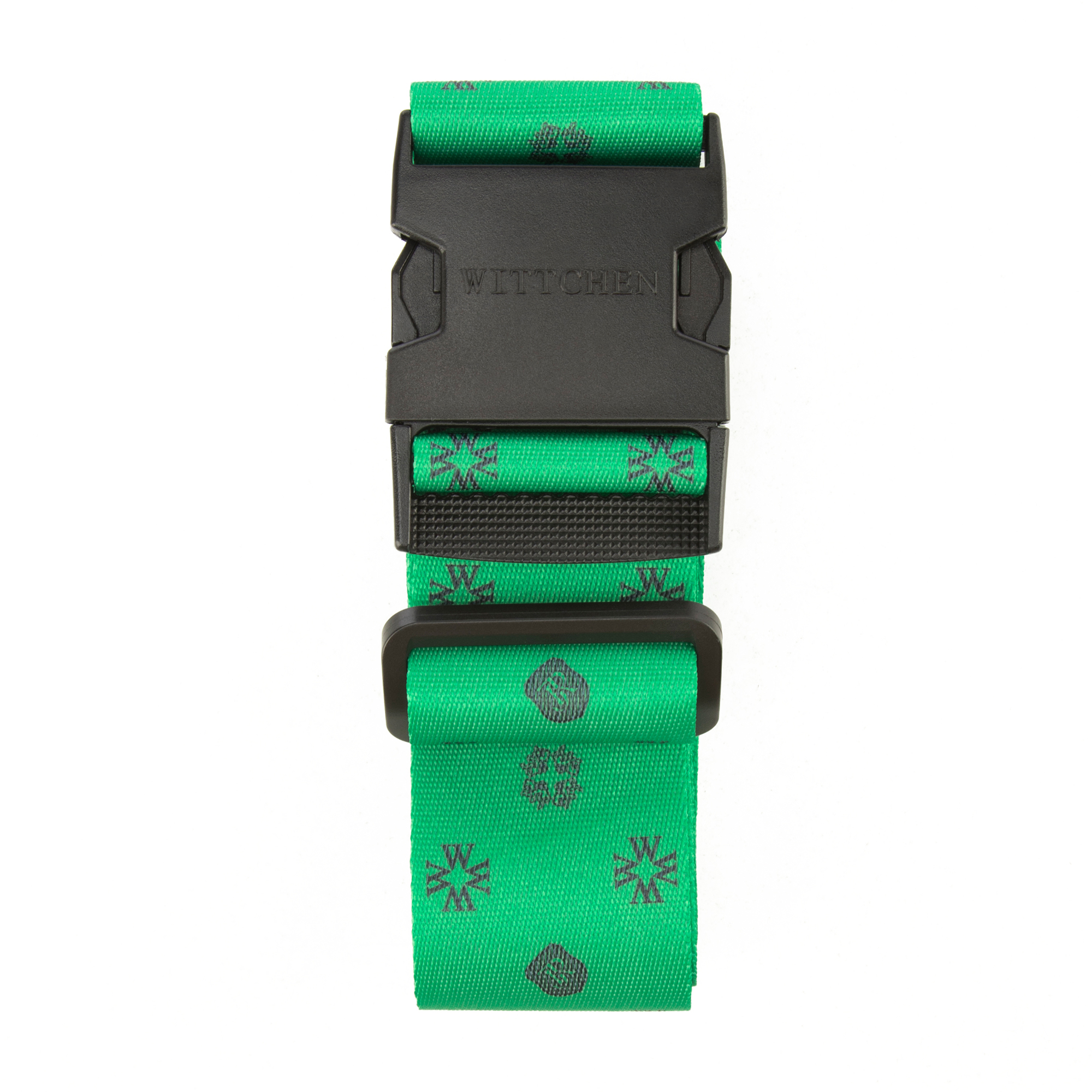 Pas zabezpieczający bagaż w monogram zielony