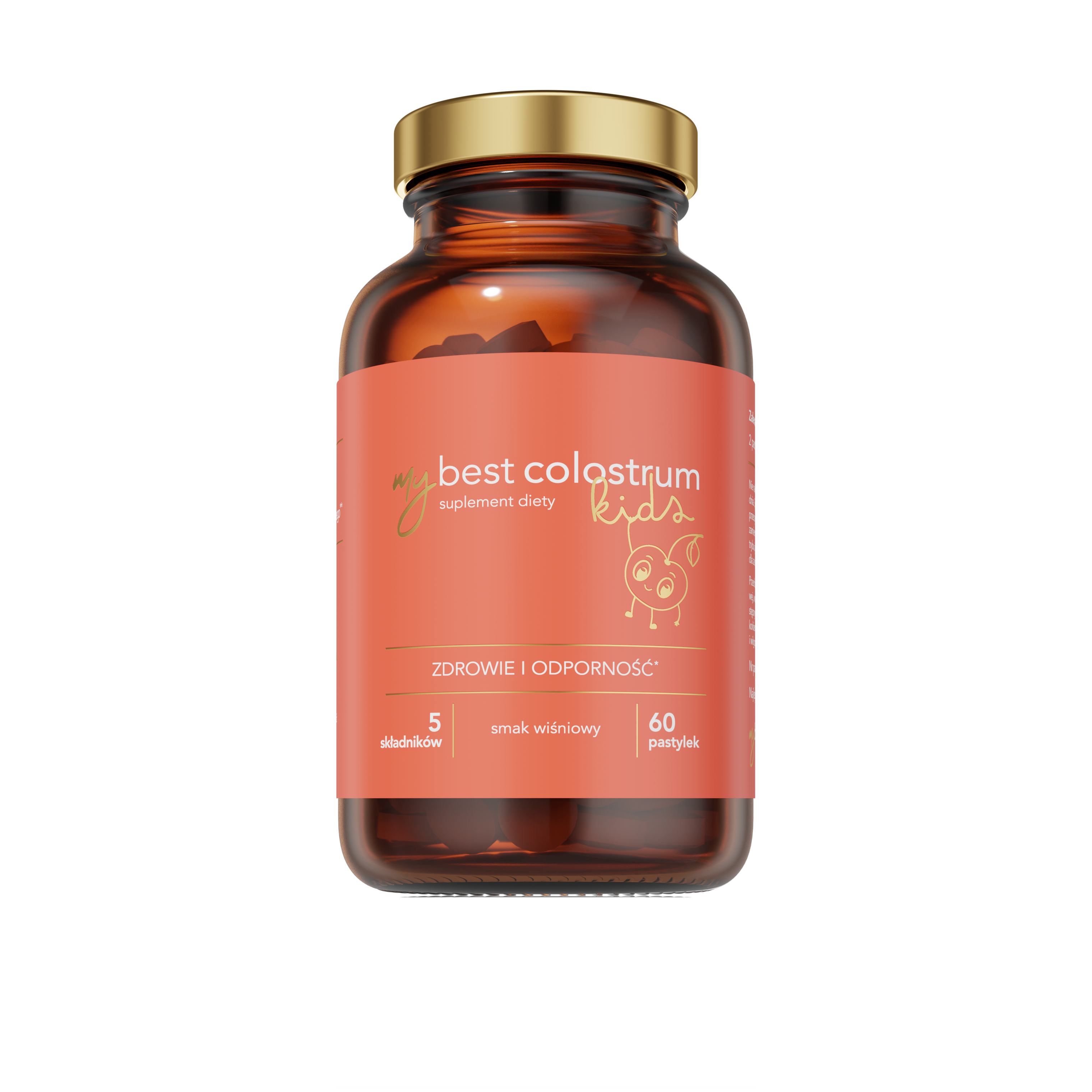 MyBestPharm MyBestColostrum Kids suplement diety w formie pastylek o smaku wiśniowym, 60 szt.