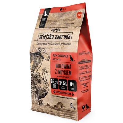 Karma dla psa WIEJSKA ZAGRODA Wołowina z indykiem S 9 kg