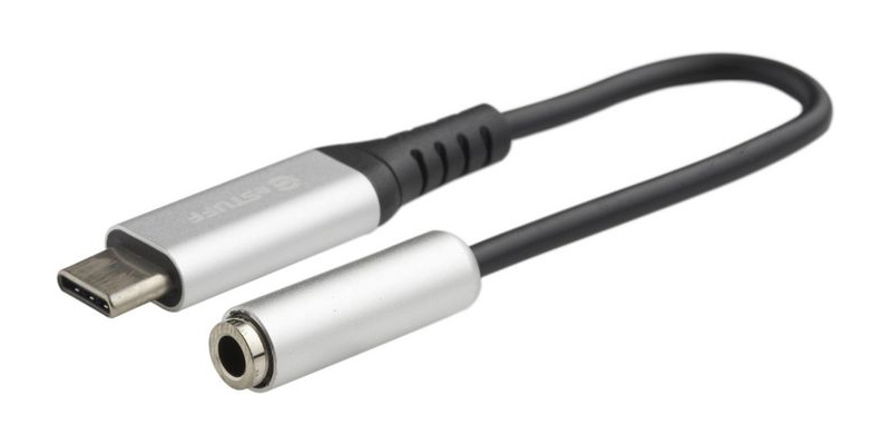 eSTUFF USB-C to Minijack Headphone Adapter MFI 0,3m Silver - przejściówka USB-C