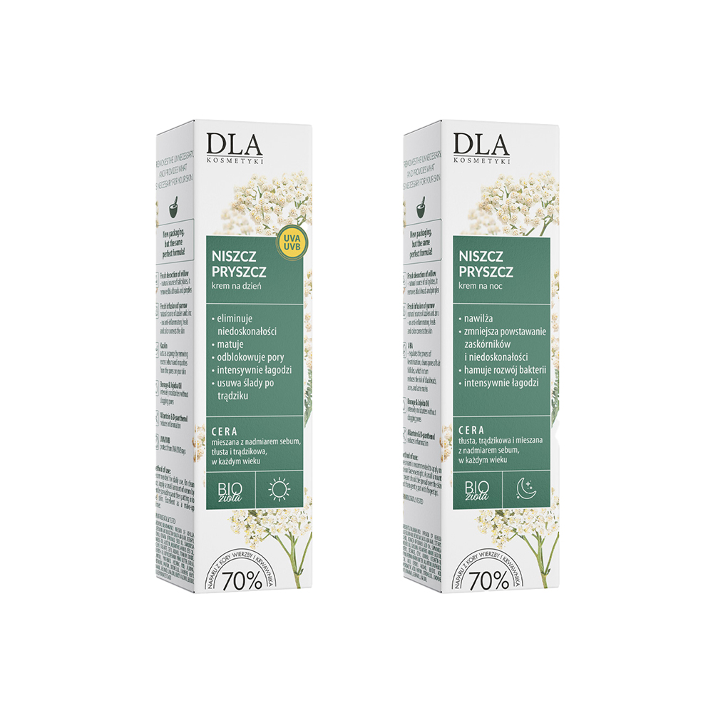 Kosmetyki DLA Niszcz Pryszcz zestaw do twarzy: krem na dzień, 30 g + krem na noc, 30 g