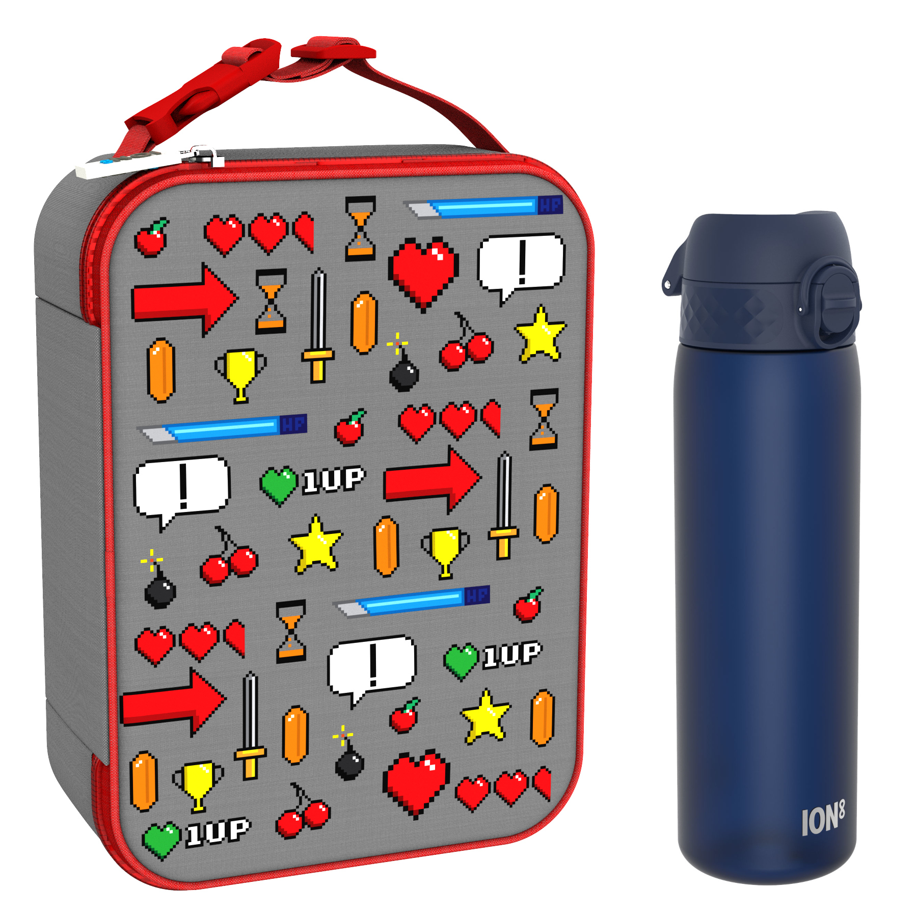 Ion8 zestaw: lunchbag Gamer, 1 szt. + bidon na wodę, poj. 0,6 l, 1 szt.