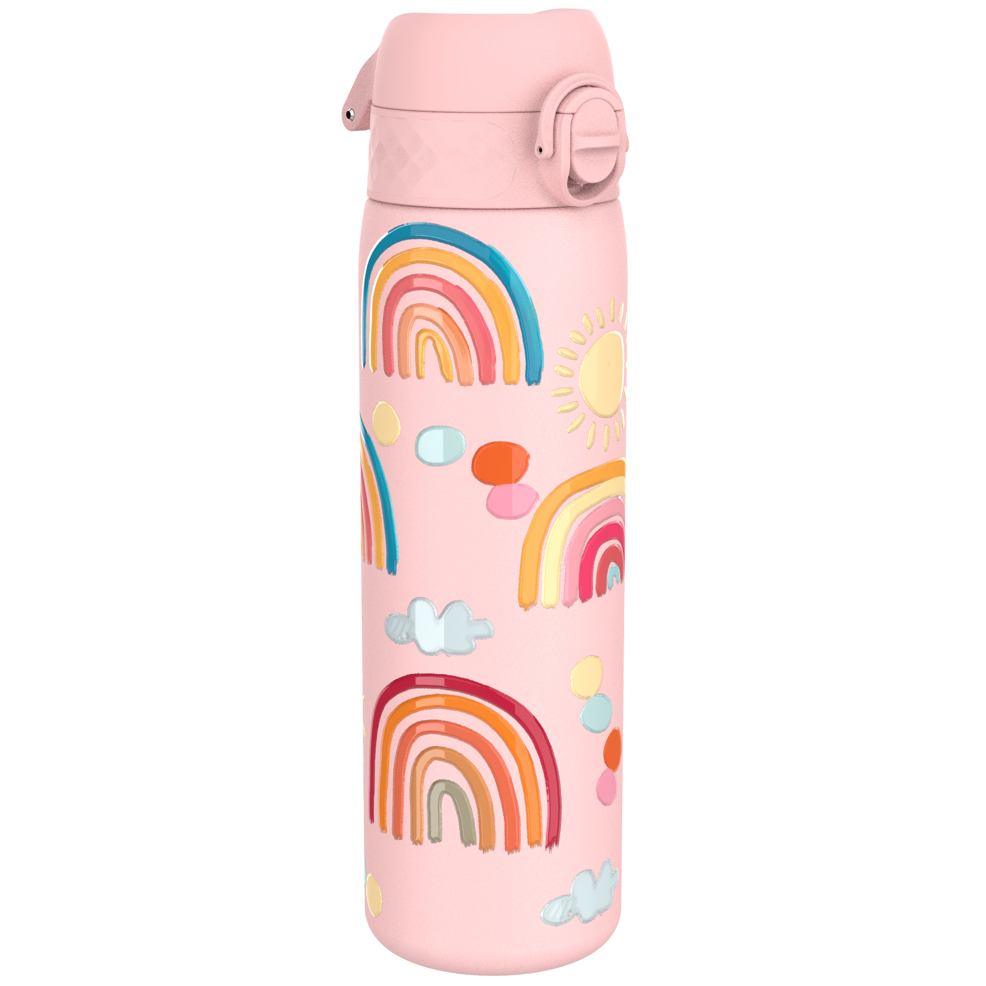 Ion8 bidon stalowy z ustnikiem, Różowy Tęcza, poj. 600 ml, 1 szt.