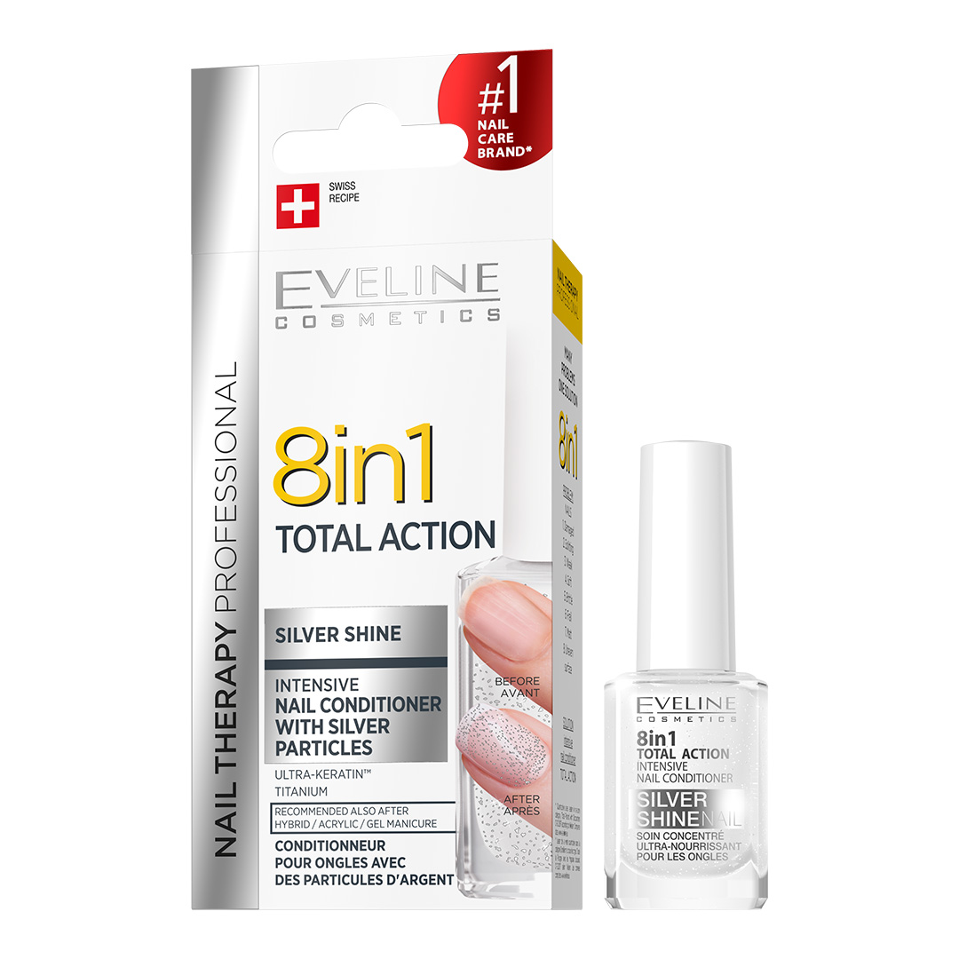 Eveline Cosmetics Nail Therapy Total Action skoncentrowana odżywka do paznokci 8w1, 12 ml